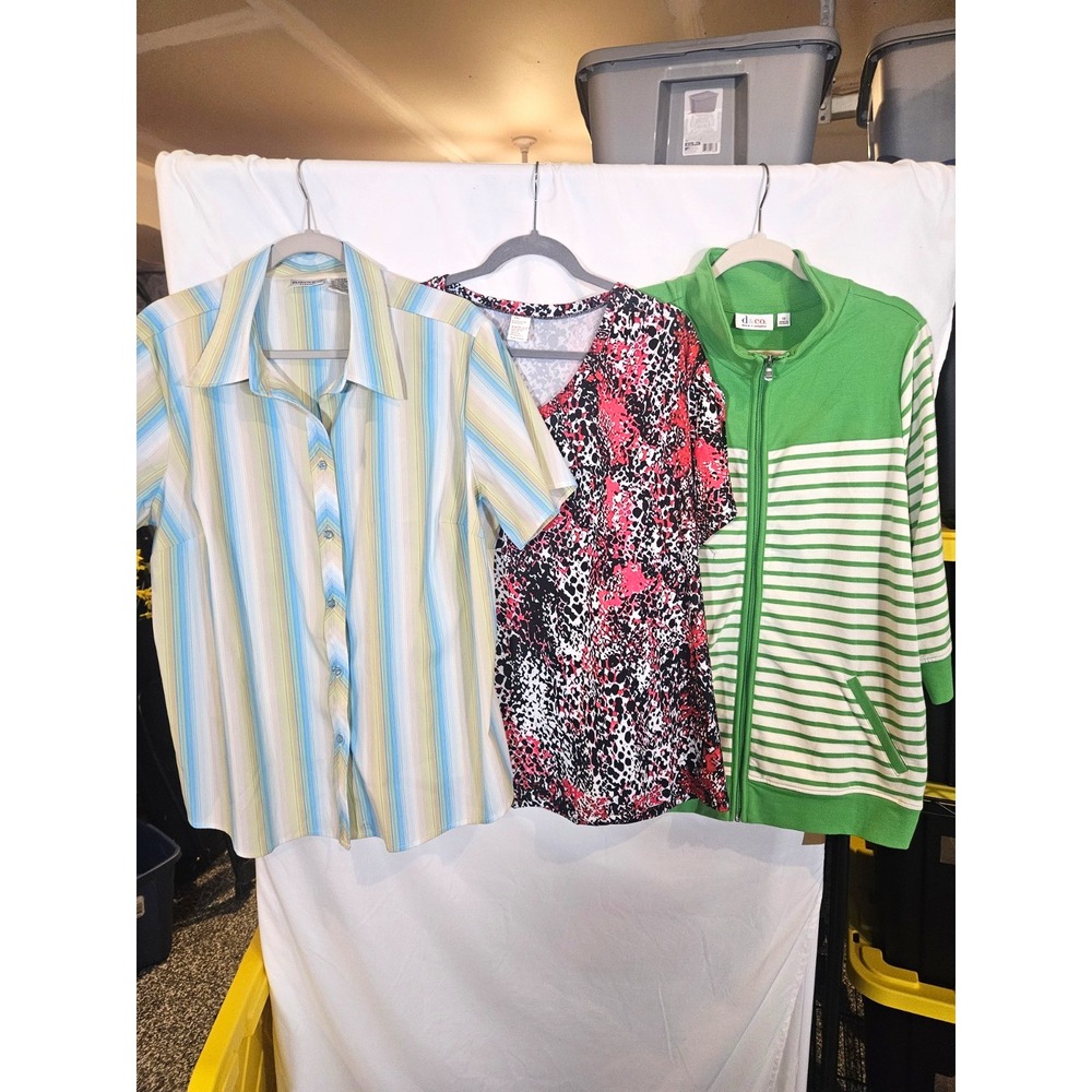 Womens Plus Size 1X Clothing Lot 3 Pc Tops Jacket Fashion Bug D&Co Casual